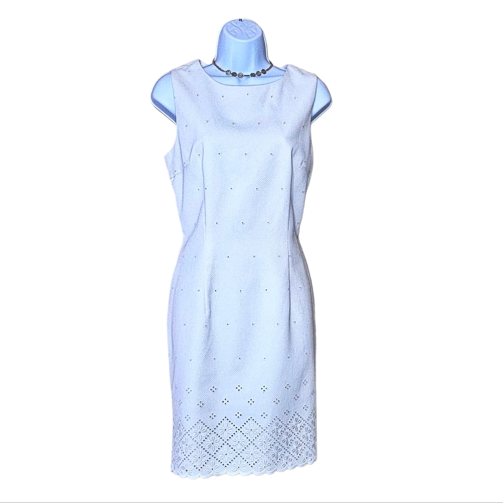 Vintage Maggy London by Kenneth Nolan Scalloped Eyelet Sheath Dress